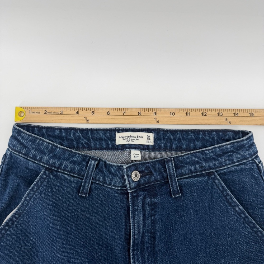 Abercrombie & Fitch 90s Relaxed Jean Women 30/10S Dark Blue High Rise Curve Love - Picture 5 of 9